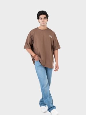 Men's Oversized Drop Shoulder T-Shirt - HIP HOP in Color Brown