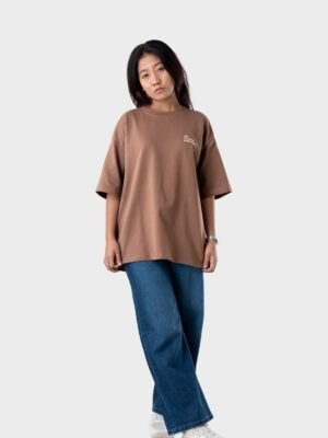 Women's Oversized Drop Shoulder T-Shirt - HIP HOP in Color Brown