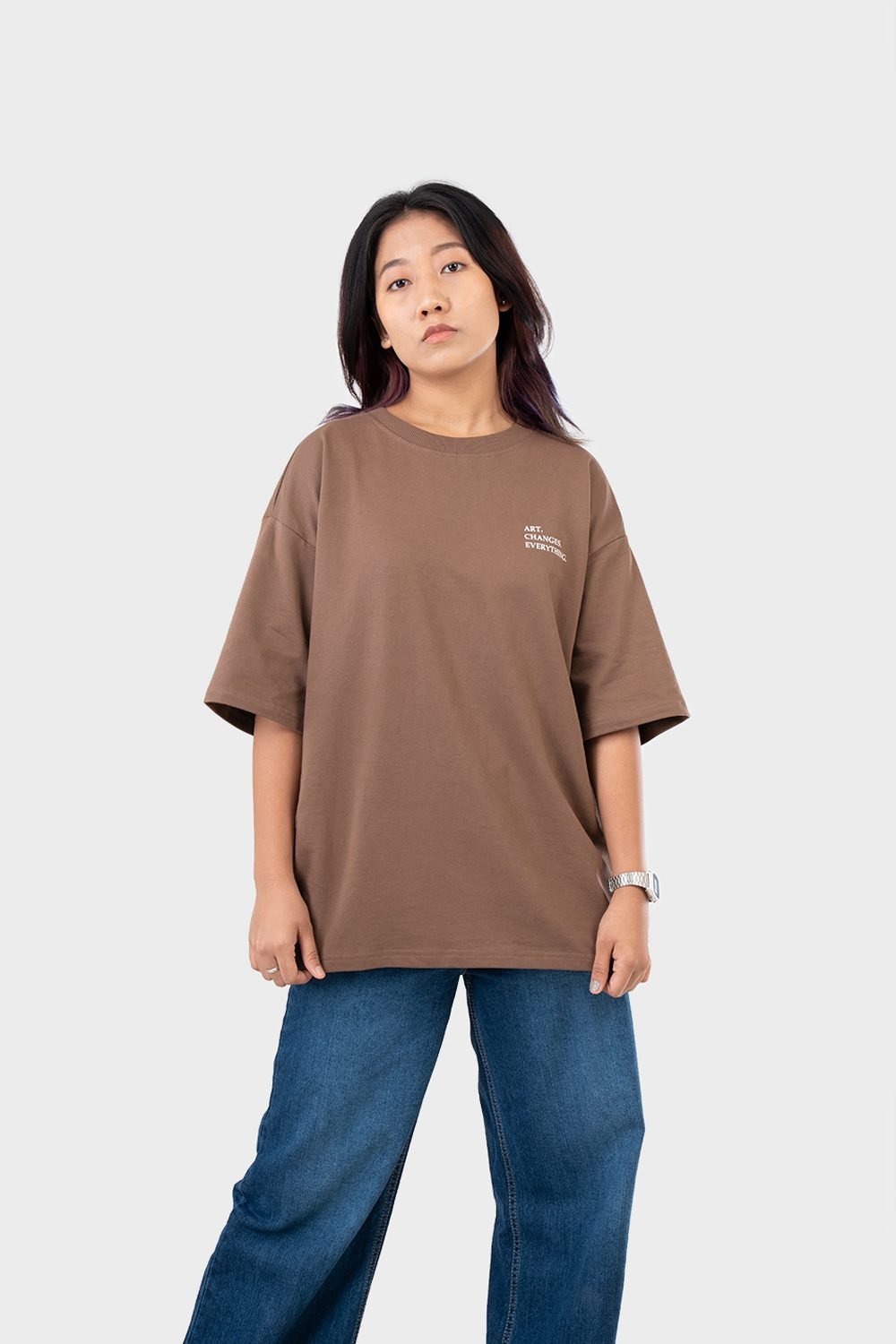 Women_s-Drop-Shoulder-Half-Sleeves-T-shirt-HIPHOP-in-Color-Brown2