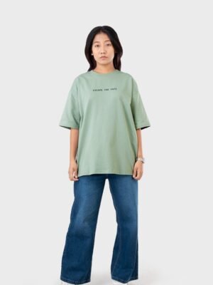 Women's Oversized Drop Shoulder T-Shirt - HIP HOP in Color Sage Green
