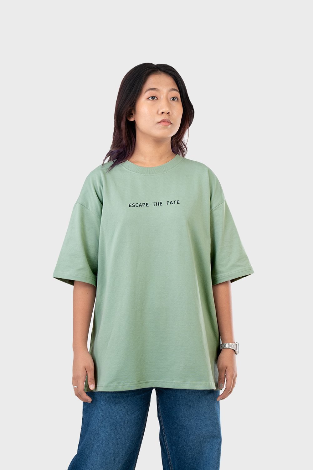 Women_s-Drop-Shoulder-Half-Sleeves-T-shirt-HIPHOP-in-Color-Sage-Green2